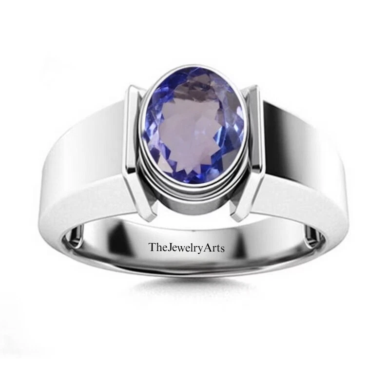 Tanzanite Men Ring, Sterling Silver Ring, Statement Tanzanite Ring, AAA Quality - Image 3 of 4