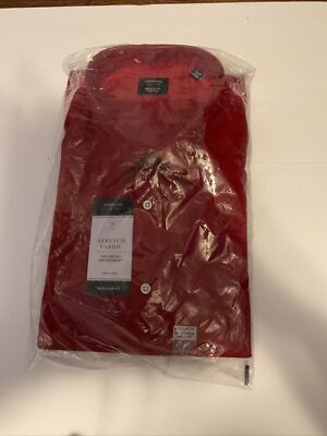 Men's Arrow Red Large Button-Down Shirt Long Sleeve 
