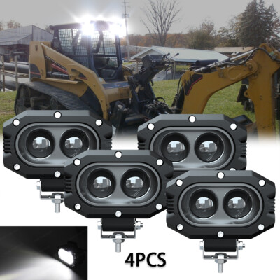 4x 4'' LED Headlight Fit Caterpillar Skid Steers Excavator Forklift Light Loader