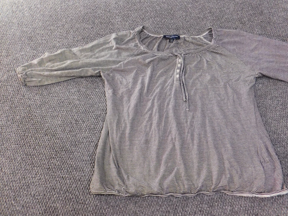 Blusa Jones New York XL extra grande preta feminina listrada branca assinatura - Imagem 3 de 4