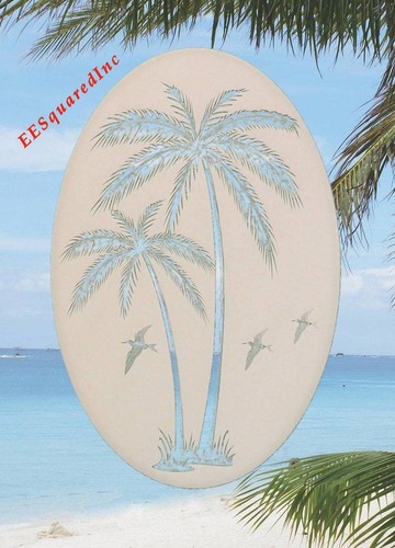 Calcomanía de ventana estática recta inclinada para palmeras ovalada 8x12 decoración para vidrio - Imagen 3 de 9