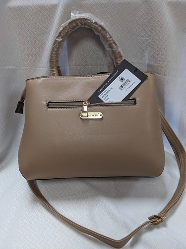 L'ARTISTE-HB-BLOOM TAN VEGAN LEATHER MULTI COMPARTMENT STUNNING HANDBAG - Picture 5 of 5