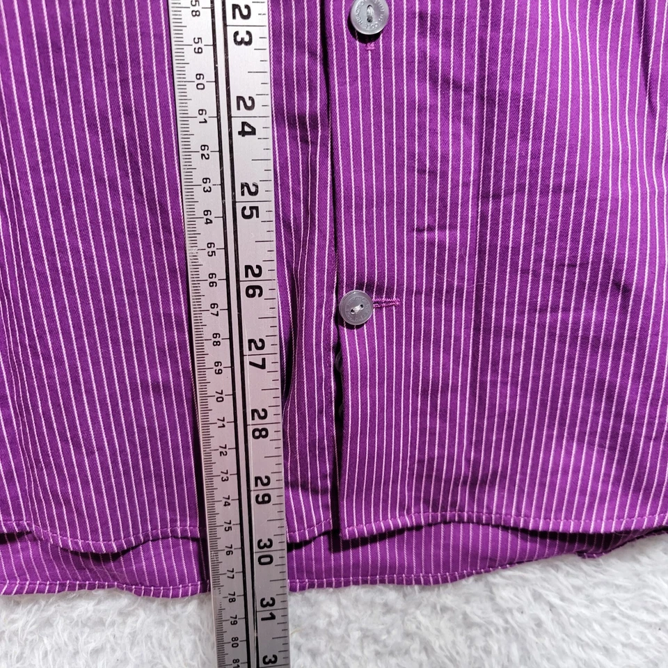 Kenneth Cole 反应衬衫男式中号 32/33 紫色条纹修身版型 — 第 4/4 张图片