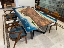 Ocean Wave Dine Table, Epoxy Resin Table, Custom Dining Table, Special Table top
