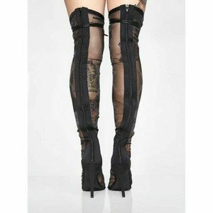 plus size open toe thigh high boots