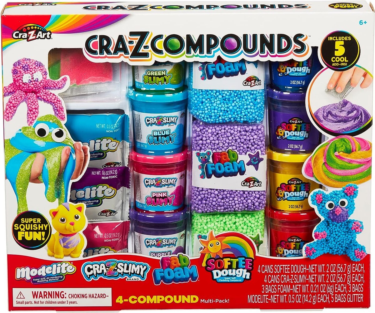 Cra-Z-Slimy Slime Compound Set Toy, 4 compound pack includes