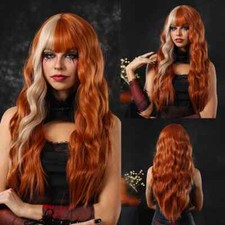 Long Wavy Wig Highlight Wig Natural Wave Synthetic Hair Women Heat Resistant Wig