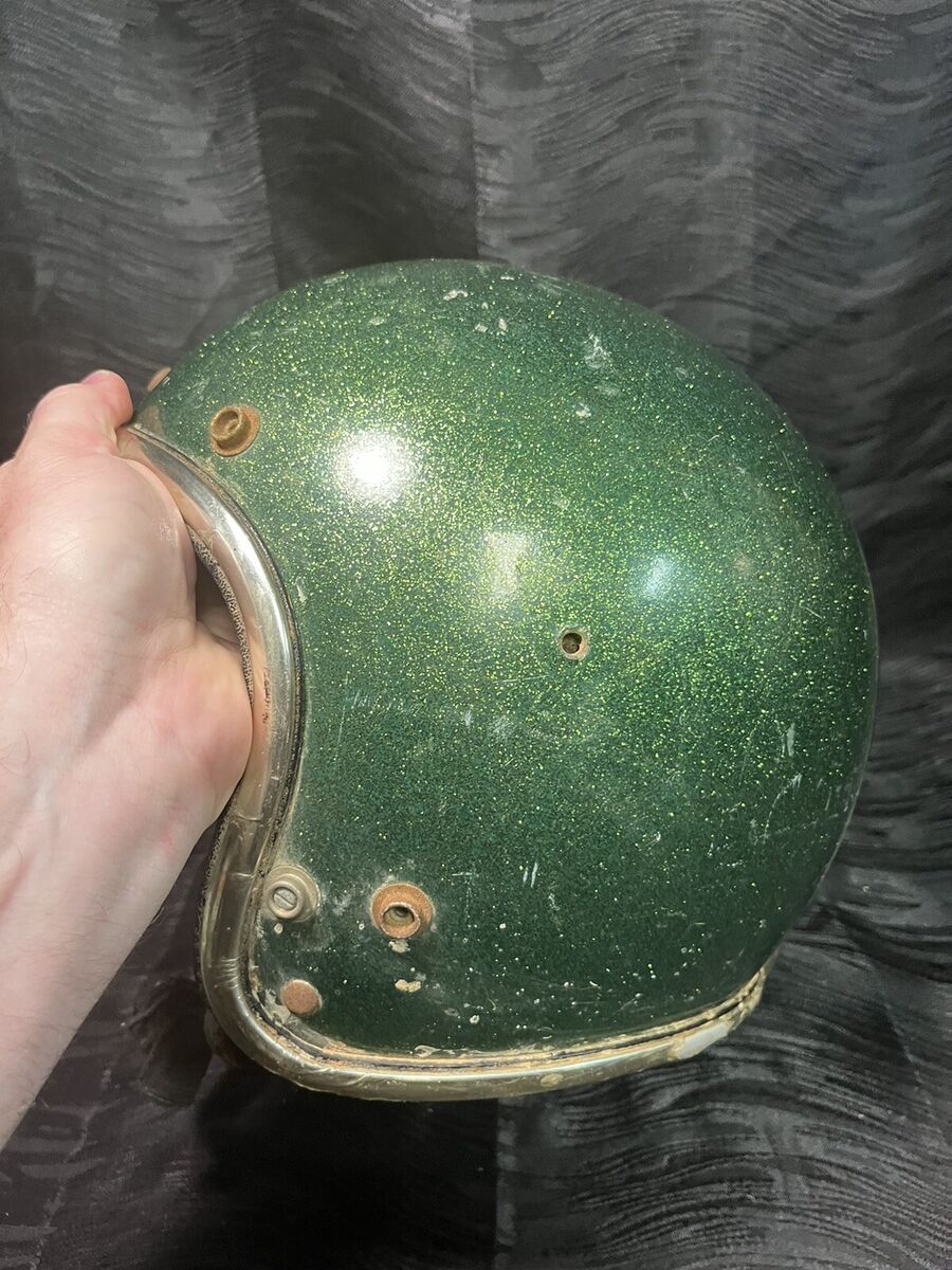 Vintage Arthur Fulmer Motorcycle Helmet AF40 Green Metal Vintage Arthur Fulmer Motorcycle Helmet AF40 Green Metal