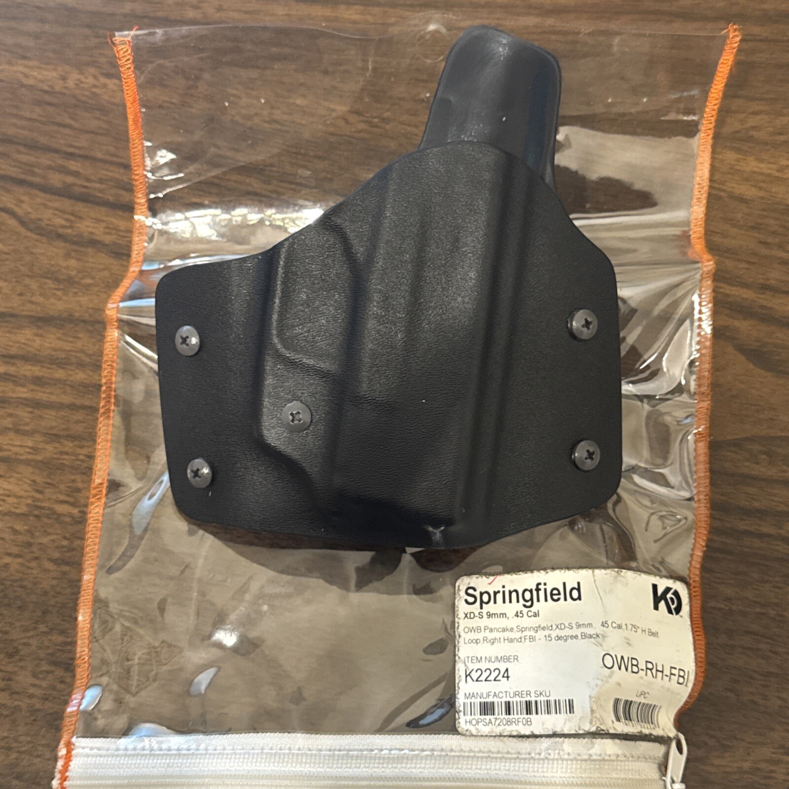 K Rounds SpringField Armory XD-S OWB Pankcake Holster RH