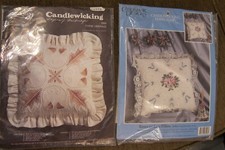 Vintage 2 Pillow Kit CANDLEWICKING Shadow Oak  Roses on Lace 14 Inch Square