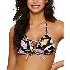 $20 Hula Honey Women Swimwear Medium Lace Up Front Floral Bikini Size M NWOT