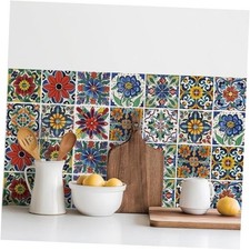 30 Pcs Mediterranean Style Peel and Stick Wall Tile Decals - Waterproof Vinyl