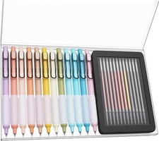 - Retractable Gel Pens, 12 Pack, Colorful Ink Gel Pens with Case and 12 Refills,