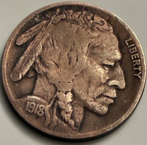 1918-D Buffalo Nickel Denver Mint Indian Head Coin Full Horn BN2060
