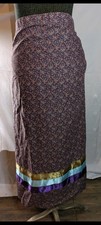 Handmade Native American XL Floral Maxi Skirt Ribbon Cotton