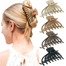 4 Pack Large Hair Claw Clips for Women, Non-Slip Matte Big Hair Clips for Thick