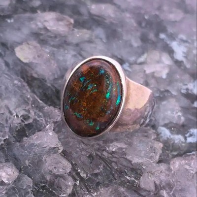 'Verilde' Queensland Natural Boulder Opal 20.00ct Custom-made S925 Silver Men...