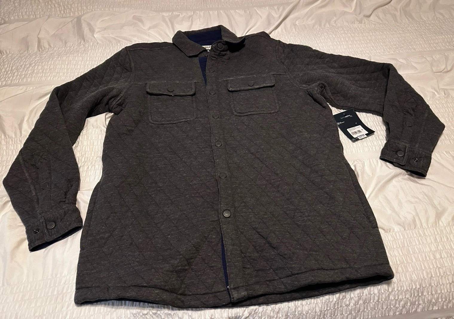 Magellan Quilted Dark Shadow Gray Snap Button Jacket Men’s Size Small NWT