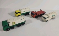 Vintage Lesney Matchbox Lot Of 4 - BP Tanker, Milk Truck, Flatbed Hauler
