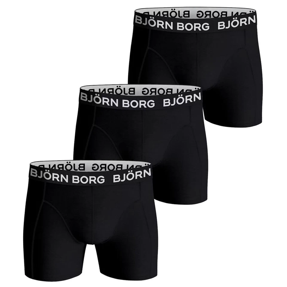 Bjorn Borg Mens Soft Cotton Breathable Stretch Mid Rise 3 Pack Boxer Briefs