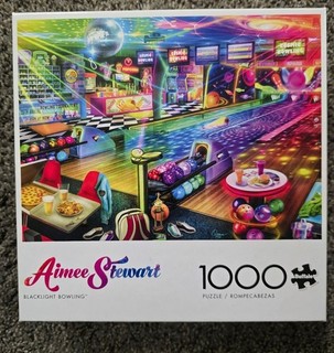Buffalo Aimee Stewart Blacklight Bowling 1000 Pc Puzzle Missing 1 Pc