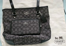 COACH Tote Bag Wallet Signature Canvas/Leather Black Smoke NWT