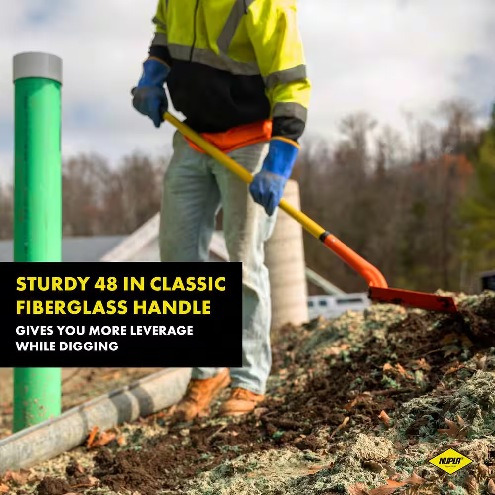 48 In. Classic Fiberglass Trenching Shovel with Heavy-Duty V-Type Steel Blade an