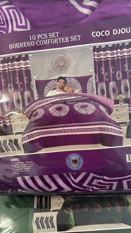 COCO DJOUNE King 10pc Borrego Comforter Set Geometric Multicolor w/ Curtains