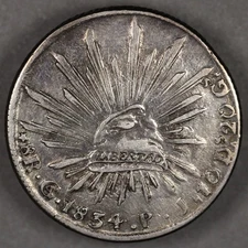 1834 Go PJ Mexico Silver 8 Reales