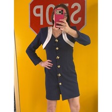 Vintage 80s Byer Too Blue Long Sleeve Dress size small