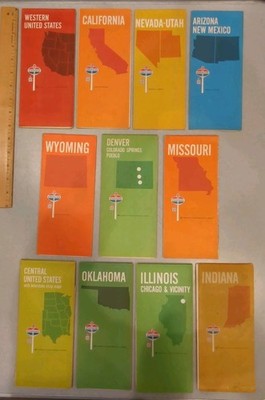 11 Vintage American Standard Oil Road Maps 1968-70 Gas CA NV UT AZ NM WY MO OK