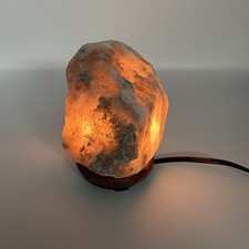 Himalayan Salt Lamp 7  Natural Crystal Rock Light Dimmer Wood Base Gray