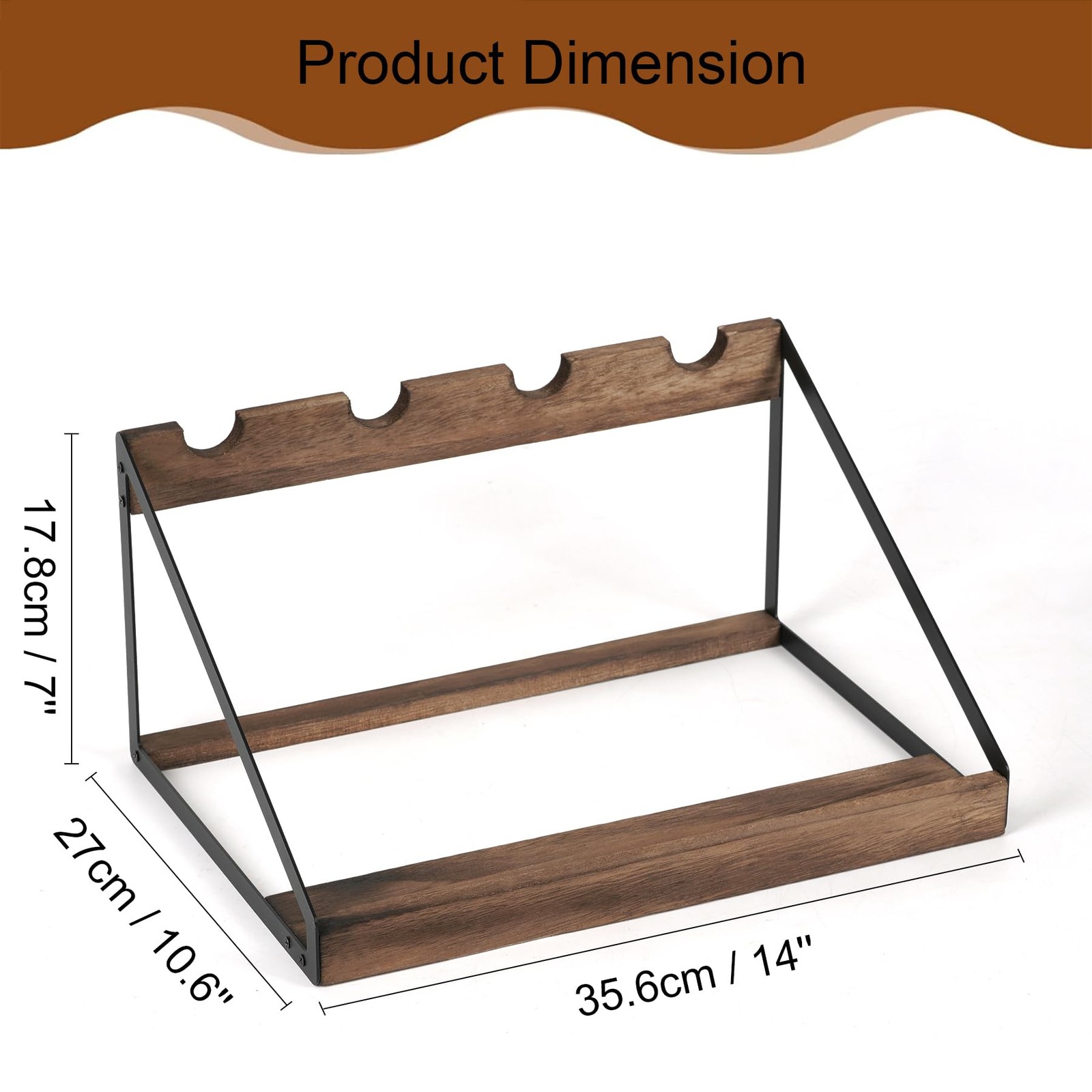 Wine Rack 4 Bottle Storage Countertop, Wooden Holder Shelf Organizer for Kitc...