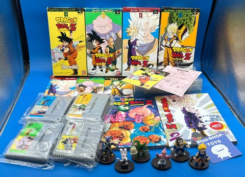 Lot 12 Dragon Ball Z Super Butoden 1 2 3 4 Super famicom SNES + Book + figure JP