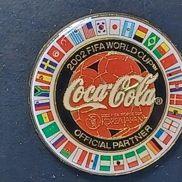 Coca-Cola 2002 Korea-Japan World Cup Badge Set, 2 Pieces, Slight Discoloration