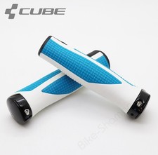 CUBE Bikes Natural-Fit RACE Ergonomic Handlebar MTB Grips Lock-On White-Blue - S
