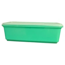 Vintage Tupperware Green Celery Keeper Veggie Crisper w Tray 782-6 & 784-3 USA