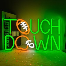 Touch Down Neon Sign Football Led Neon Sign for Wall Decor Football Helmet Ne...