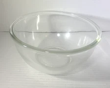 Vintage Clear Glass Unmarked Mixing Bowl 8.25" wide, 4.25" tall Heavy