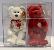 Ty Beanie Babies Valentine's Day Bears Valentino Valentina With Display Cases