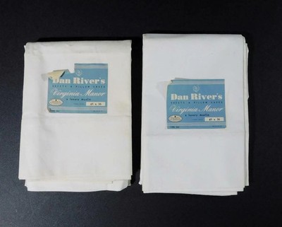 Vintage 1950s Pair of Dan River Virginia Manor Luxury Muslin White Pillowcases