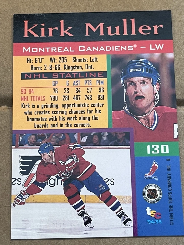 1994-95 STADIUM CLUB STANLEY CUP CHAMPION EDITION - KIRK MULLER #130 **RARE** - Image 3 of 3