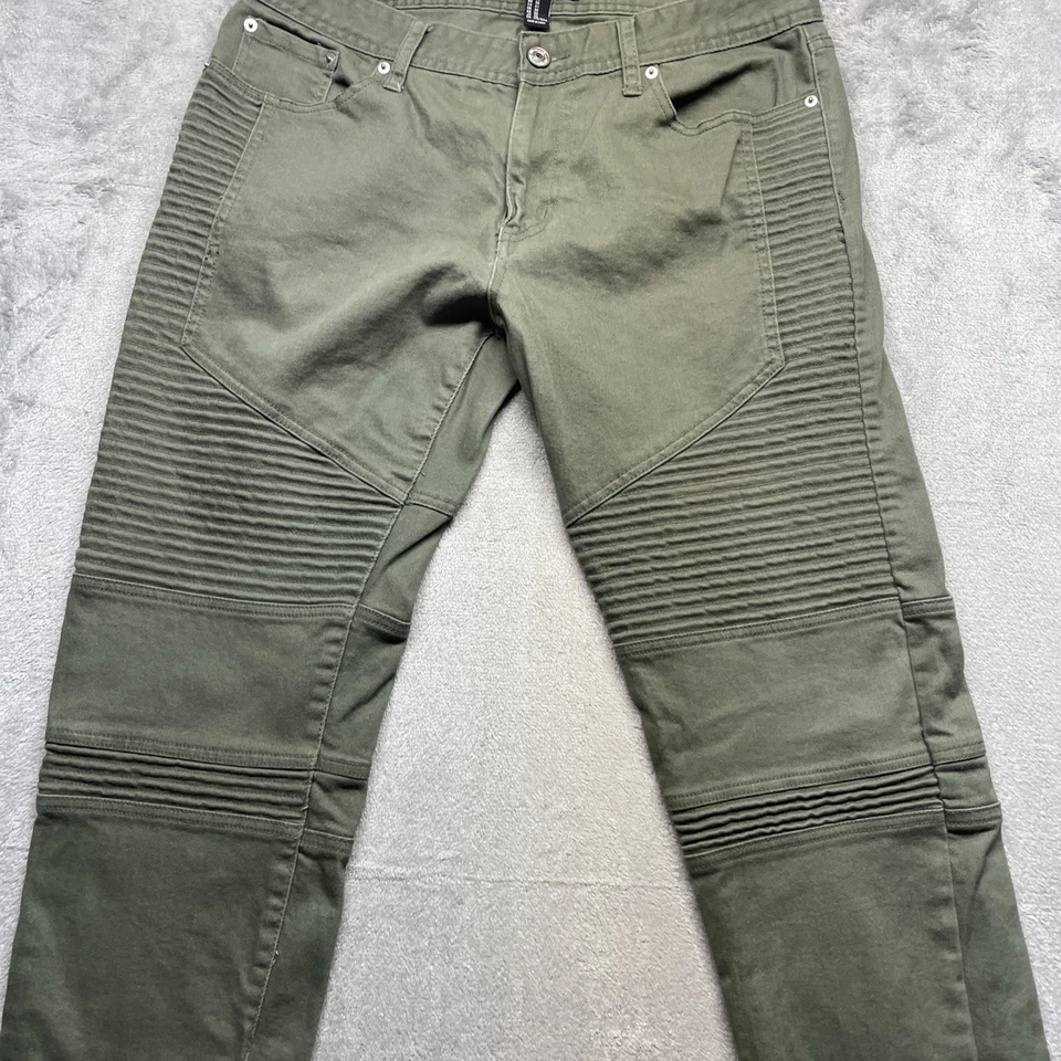 Pantalones de mezclilla Forever 21 para hombre 33 verde calce ajustado Foto 3 de 4