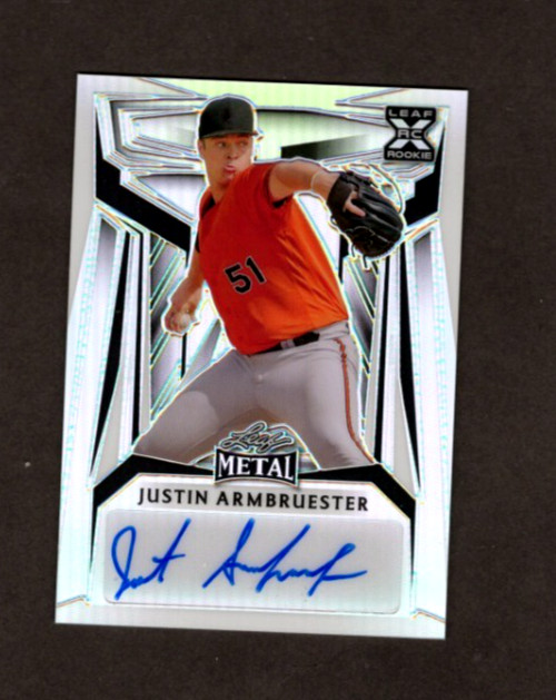 refractor AUTO & 5/10 short print Justin Armbruester 2023 Leaf #ba-ja1 orioles