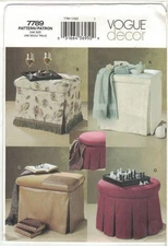 Vogue 7789 Storage Ottoman Footstool Home Decor Sewing Pattern Uncut