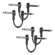 3 Inch Guitar Patch Cables 4 Pack, 1/4" TS Right Angle 3 INCH Black 4 PACK