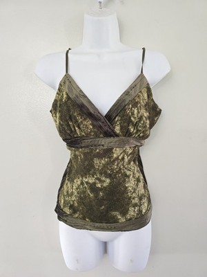 VTG Y2k Velvet Lace Sequin Cami Tank Sz S/M? Fairycore Whimsigoth Grunge *FLAWS