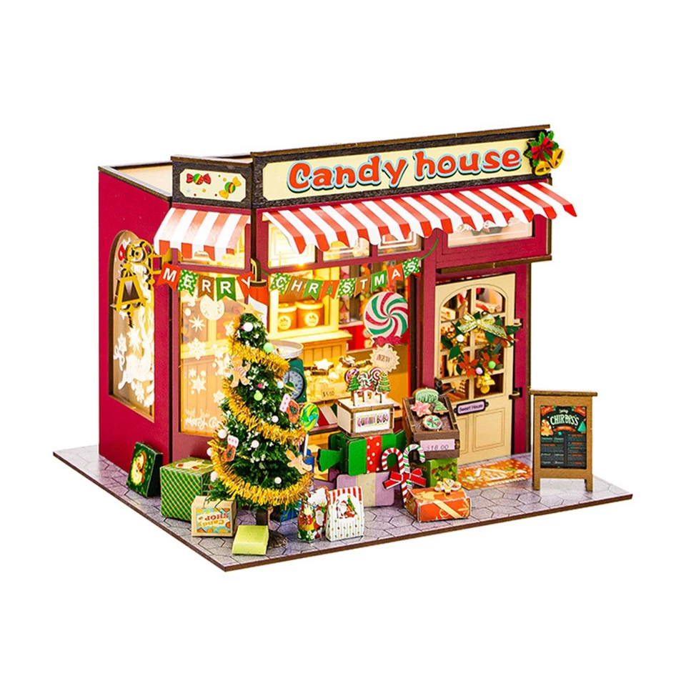 Wooden Miniature Dollhouse Christmas Candy House Building Model for Adult Gift - Image 2 of 4