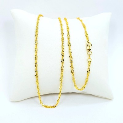 22K Solid Yellow Gold Singapore Chain Necklace 20'' 2.15mm Genuine 916 Hallmarked