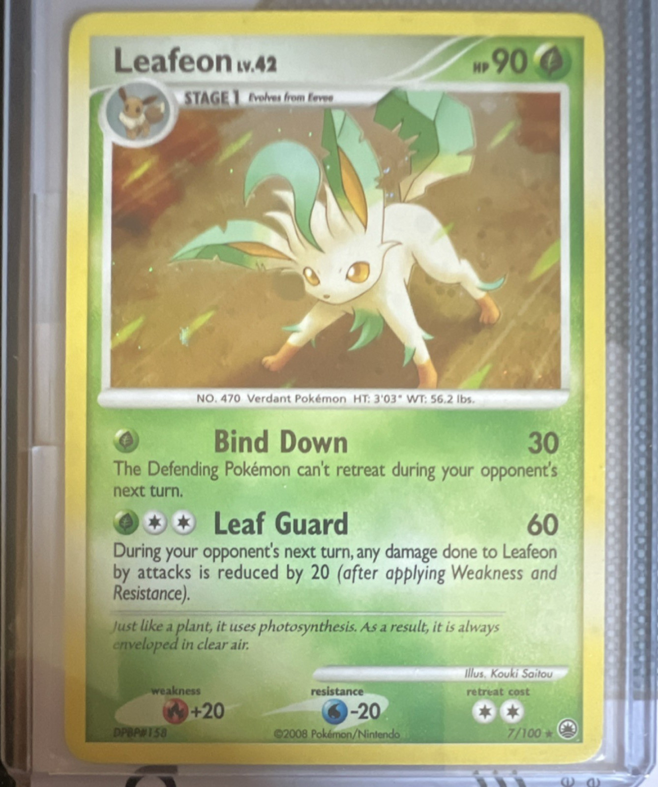 Pokémon Leafeon 90HP Majestic Dawn Holo Rare Card 7/100 Stage 1 2008 English